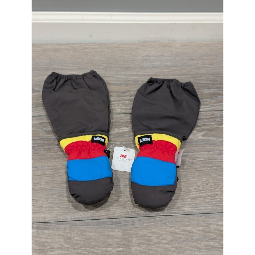 L-Bow Kids Waterproof Extra-Long Thinsulate Mittens Size Small Blue Red Yellow